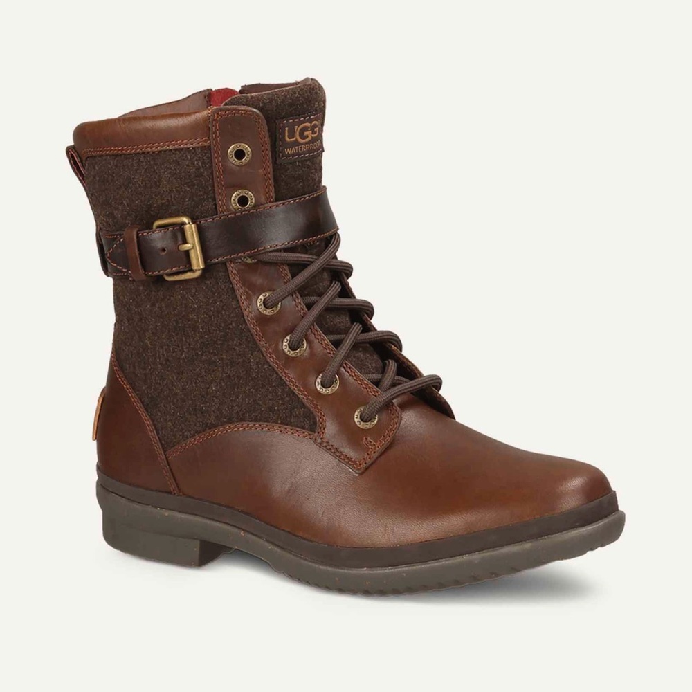 UGG Kesey Brown Lace Up Boots with Ankle Height